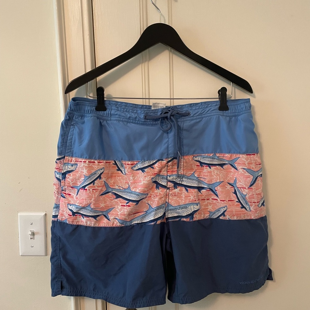 Vineyard Vines Blue and Pink Swim Shorts